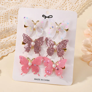 Set de 6 Horquillas de Mariposa con Lentejuelas y Perlas