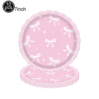 Vajilla Desechable Temática de Lazos Rosas PartiesTour