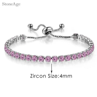 Pulsera de Tenis de Cristal Rosa con Circonita Brillante