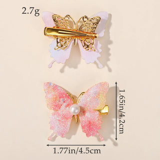 Set de 6 Horquillas de Mariposa con Lentejuelas y Perlas