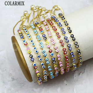 Set de 10 Pulseras Esmaltadas Ojos Coloridos Bohemias