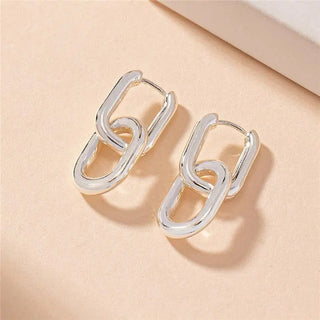 Pendientes de Doble Bucle Retro Geométricos Punk Hip Hop