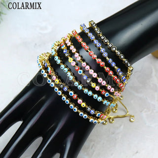 Set de 10 Pulseras Esmaltadas Ojos Coloridos Bohemias