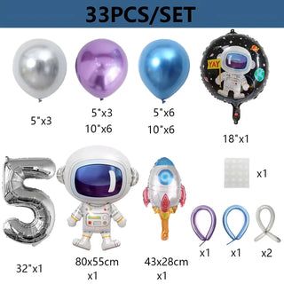 Set de 33 Globos Temáticos del Espacio Exterior con Cohete