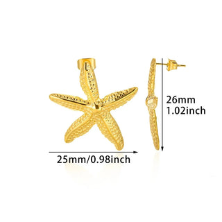 Pendientes Vintage de Estrella de Mar de Acero Inoxidable